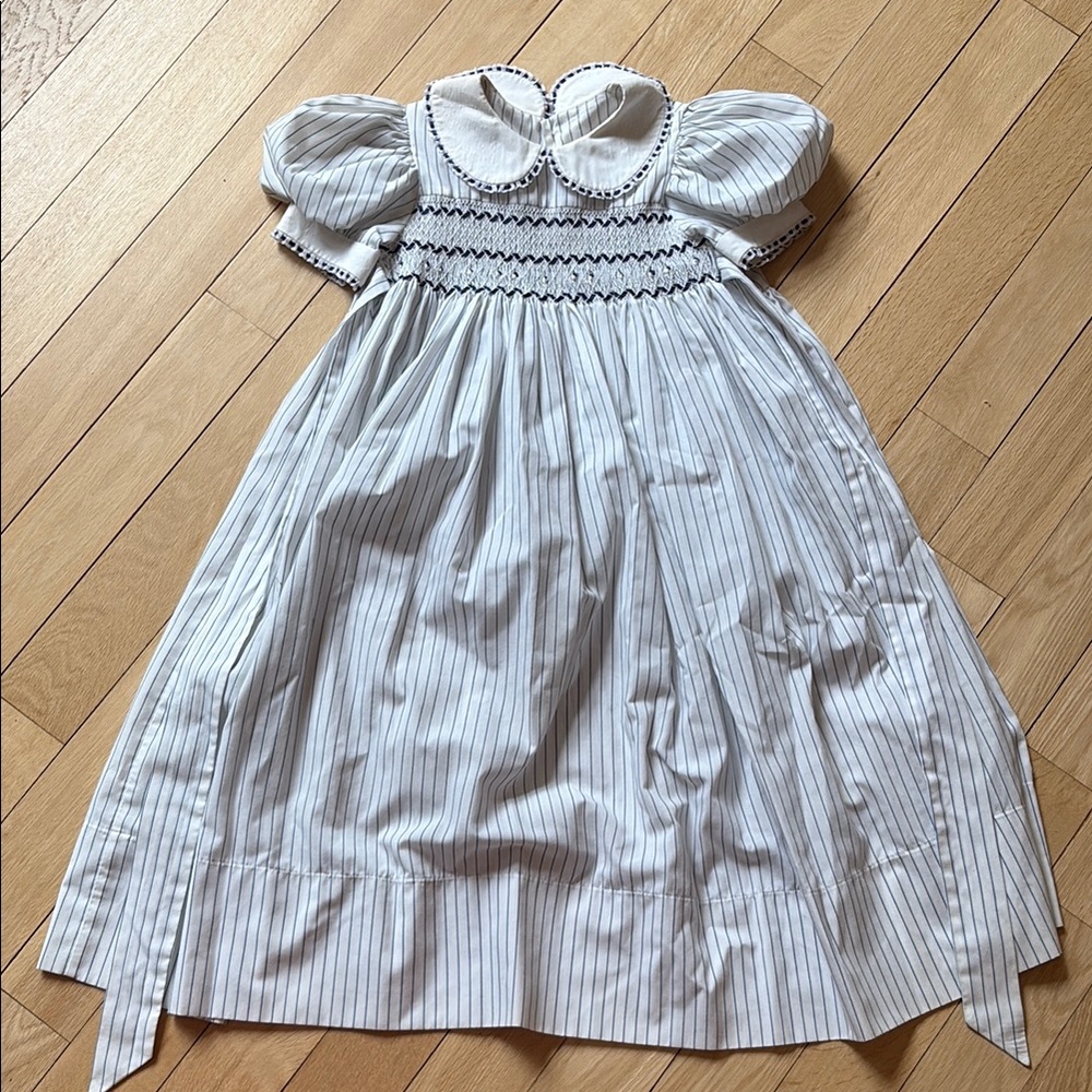 Striped Puff Sleeve Vintage Girls Dress